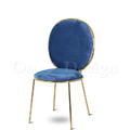 LUXURY 美式 不鏽鋼鍍金 奢華風 無扶手 舒芙蕾 餐椅 - 絨布藍 鍍金腳