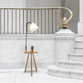 北歐 小清新 極簡 經典風格 設計款 和風 實木 邊几 落地燈 -黑桿_2