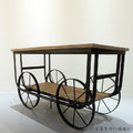 復古 美式 VINTAGE 工業風格家具 LOFT 咖啡桌 板車大車輪 馬車茶几_4