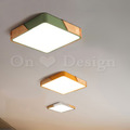 北歐 設計師的燈款 多彩 超薄 凡木方型 三色變光 LED 吸頂燈 40CM(附遙控) -白色_1
