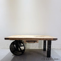 復古 美式 VINTAGE 工業風格家具 仿舊LOFT 印度手工製作 超大車輪 板車茶几_3