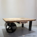 復古 美式 VINTAGE 工業風格家具 仿舊LOFT 印度手工製作 超大車輪 板車茶几_4