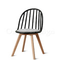 北歐 輕工業風格 家具 扶手 餐廳椅 咖啡廳椅 實木 圓背溫莎 餐椅 黑-灰墊