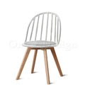 北歐 輕工業風格 家具 扶手 餐廳椅 咖啡廳椅 實木 圓背溫莎 餐椅 白-灰墊