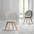 北歐 輕工業風格 家具 扶手 餐廳椅 咖啡廳椅 實木 圓背溫莎 餐椅 黑-灰墊_2