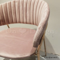 LUXURY 美式 極簡 鍍金 奢華風 扶手 貝殼 瑪德蓮 餐椅 - 絨布藕粉色 鍍金腳_9