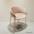 LUXURY 美式 極簡 鍍金 奢華風 扶手 貝殼 瑪德蓮 餐椅 - 絨布藕粉色 鍍金腳_7