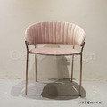 LUXURY 美式 極簡 鍍金 奢華風 扶手 貝殼 瑪德蓮 餐椅 - 絨布藕粉色 鍍金腳_5