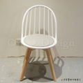 北歐 輕工業風格 家具 扶手 餐廳椅 咖啡廳椅 實木 圓背溫莎 餐椅 白-灰墊_3