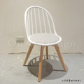 北歐 輕工業風格 家具 扶手 餐廳椅 咖啡廳椅 實木 圓背溫莎 餐椅 白-灰墊_5