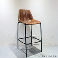 LOFT 工業家具 復古仿舊鐵件 鉚丁真皮座墊 咖啡廳 餐廳 深咖 格蘭 吧椅-線型_4