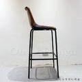 LOFT 工業家具 復古仿舊鐵件 鉚丁真皮座墊 咖啡廳 餐廳 深咖 格蘭 吧椅-線型_7
