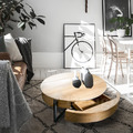 簡約 北歐 風格 設計師款 囚型 圓形茶几 原木色 帶抽屜-90CM_1