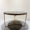 美式 奢華風 大理石 客廳 咖啡桌 黑色大理石沙金色 囚型 茶几 邊几 大號-80CM_3