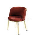 LUXURY 美式 極簡 鍍金 奢華風 小沙發 扶手 戚風 餐椅 - 紅色 鍍金腳