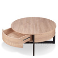 簡約 北歐 風格 設計師款 囚型 圓形茶几 原木色 帶抽屜-90CM_3