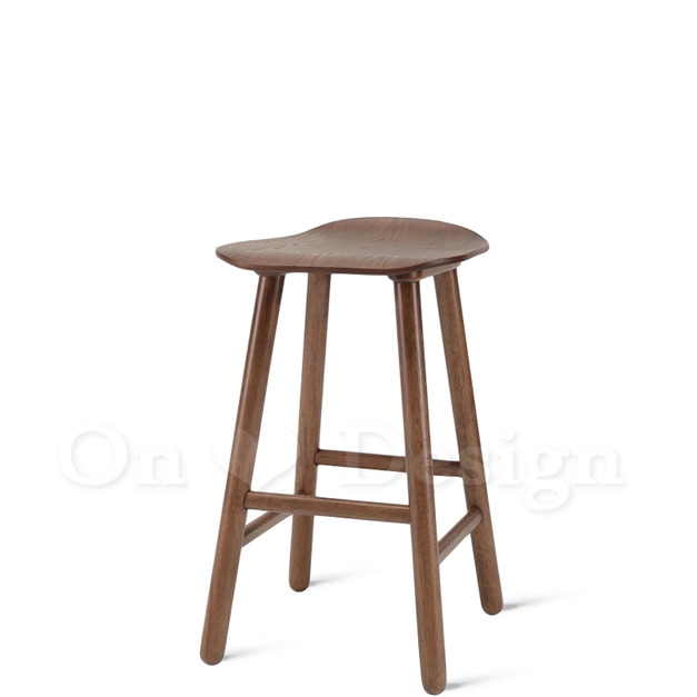 北歐 極簡 小清新 風格 中島吧檯椅 橡膠實木 布蕾吧檯椅 - 胡桃