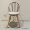 北歐 輕工業風格 家具 扶手 餐廳椅 咖啡廳椅 實木 圓背溫莎 餐椅 咖-灰墊_2