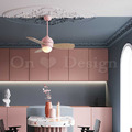 夏天好涼快 北歐 極簡 風格 吊扇燈 三葉草風扇LED 吸頂燈 吊燈-粉色_3
