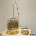 丹麥設計 北歐 極簡 設計師的燈款 黃銅 玻璃 卵石 琥珀玻璃吊燈 -中號_8