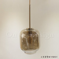 丹麥設計 北歐 極簡 設計師的燈款 黃銅 玻璃 卵石 琥珀玻璃吊燈 -中號_4