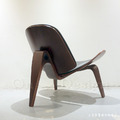 北歐 風格 設計餐椅 休閒椅 SHELL CHAIR 三腳椅 胡桃木色/黑皮_6