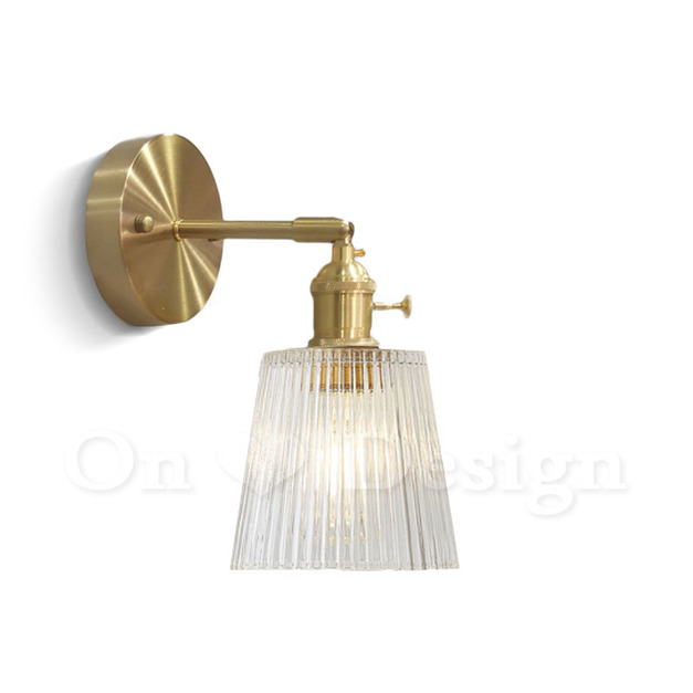 丹麥設計 北歐  設計師燈款 走道燈 金屬 鍍金 鐵 復古玻璃 豎紋 壁燈-A款