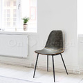 LOFT 法式 復古 工業風 鐵 咖啡廳 餐椅 DSW 閃電縫線 仿油蠟皮餐椅 - 灰皮_5