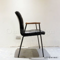 法式 復古 工業風 鐵 實木 餐椅 佐佐木  扶手 餐椅 -黑色 皮革_9