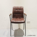 法式 復古 工業風 鐵 實木 餐椅 佐佐木  扶手 餐椅 -深棕色 皮革_4