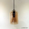 丹麥設計 北歐 極簡 設計師的燈款 口吹玻璃 雙層 鐘罩吊燈 -琥珀色_5