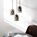 丹麥設計 北歐 極簡 設計師的燈款 口吹玻璃 雙層 鐘罩吊燈 -煙燻色_2