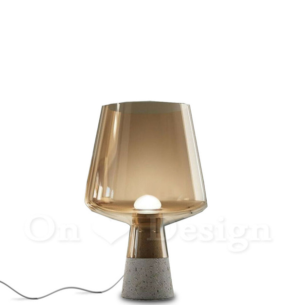 丹麥設計 輕工業風 口吹玻璃 設計師的燈款 台燈 水泥聖火 桌燈 -琥珀色