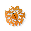 特價-Loft 北歐 鐵件 風格 客廳 走廊掛鐘 趣味設計 蝴蝶 飛舞 掛鐘 時鐘 - 橘色