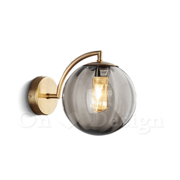 丹麥設計 北歐  設計師燈款 走道燈 金屬 鍍金 鐵 復古玻璃 洋蔥 壁燈-煙燻色