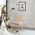 北歐極簡 設計款 小清新 餐椅 實木 餐廳椅 日式 艾莎 餐椅 洗白色-粉_1