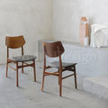 北歐極簡 設計款 小清新 餐椅 實木 餐廳椅 日式 艾莎 餐椅 柚木色-灰布_1