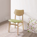 北歐極簡 設計款 小清新 餐椅 實木 餐廳椅 日式 艾莎 餐椅 原木色-綠布_2