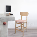 北歐 極簡 小清新 風格 中島吧檯椅 橡膠實木 洗白色 艾莎吧檯椅 粉色-60H_2