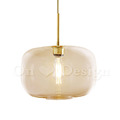 丹麥設計 北歐 極簡 設計師的燈款 黃銅 玻璃 卵石 琥珀玻璃吊燈 - 大號