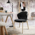 北歐極簡 設計款 小清新 餐椅 實木 餐廳椅 日式 波力 餐椅 洗白木色-黑_1