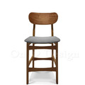 北歐 極簡 小清新 風格 中島吧檯椅 橡膠實木 胡桃色 艾莎吧檯椅 灰色-60H