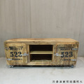 復古 美式 VINTAGE 印度手工 工業風家具 紅門 電視櫃-原木色_2