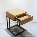簡約 極簡風格 小清新 客廳 咖啡桌 沙發邊几 ㄈ型 邊几 帶抽屜 原木色-60H_6