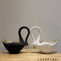 丹麥 北歐風 創意禮品 樹脂 擺件 裝飾品 天鵝 首飾收納 擺飾 -黑色_8