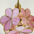 丹麥設計 美式 極簡風 鍍金 黃銅 復古玻璃 水紋玻璃 繡球花 吊燈 -粉色_6