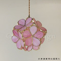 丹麥設計 美式 極簡風 鍍金 黃銅 復古玻璃 水紋玻璃 繡球花 吊燈 -粉色_4