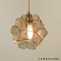 丹麥設計 美式 極簡風 鍍金 黃銅 復古玻璃 水紋玻璃 繡球花 吊燈 -透明_6