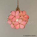 丹麥設計 美式 極簡風 鍍金 黃銅 復古玻璃 水紋玻璃 繡球花 吊燈 -粉色_7