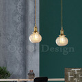 丹麥設計 北歐 設計師燈款 走道燈 金屬 鍍金 鐵 復古玻璃 小南瓜 吊燈-琥珀_1
